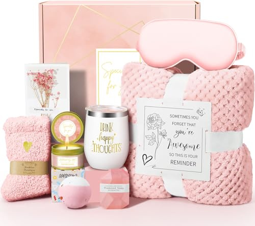 Mothers Day Gifts for Mom Wife Grandma Daughter Friends Sister, Happy Birthday Gifts for Women Mom Her Friend Sister Wife Grandma, Self Care Gift Get Well Relaxing Spa Gift Basket Set