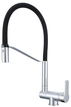 SJQKA Grifo Abatible Para Cocina, Salida De Agua De Modo Dual, Latón Sin Plomo - Ideal Para Fregadero Y Ventana (Cromado)