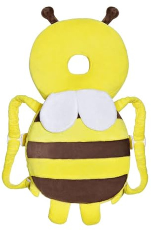 Aitakatta Baby-Kopfschutz, Rucksack, verstellbarer Rucksack, Kleinkinder, Kopfschutzpolster, Rückenschutz, Sicherheitspads für Spaziergänge, Krabbeln, für Alter 5–24 Monate (gelbe Biene, 1 Stück)