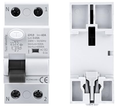Jadeshay Fi Schutzschalter 40A 30ma 2 Polig AC 230V Fi Schalter Fehlerstromschutzschalter Typ AC RCCB Leitungsschutzschalter (GYL9-2P-40A-230V)