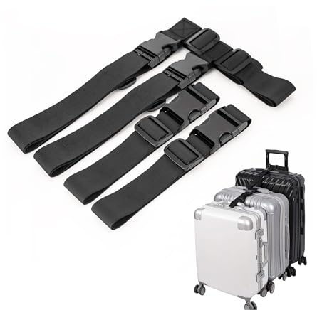 Sangles de Voyage pour Relier 3 Valises (Noir, 30 * 48cm*2) | Multi Luggage Connector Straps Sangle de bagage pour valises, bagage à main, valise de voyage