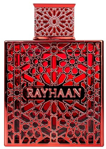 Rayhaan Crimson Eau de Parfum 100 ml – Perfume para hombre cálido, picante y elegante | con notas de canela, cardamomo, pachulí y vainilla | Perfume para hombre de larga duración con adhesivo Kajal