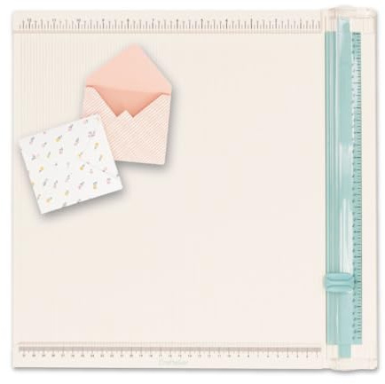 Craftelier - Guillotina y Tabla para Marcar Minty Trim and Score Board, Tabla 30,5 x 30,5 cm (12x12), Cizalla Precisa con Plegadora y Escuadra, Herramienta Ideal para Scrapbooking y Manualidades