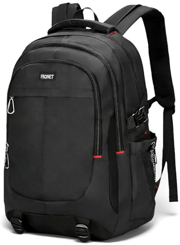 FRONET Schulrucksack, Teenager Jungen Schulranzen, Rucksack Herren 17.3 Zoll Laptop, Schwarz Ergonomie Tagesrucksack Schule Schultaschen Daypack Rucksäcke für Reise Universität Jungs Groß (50CM-B)