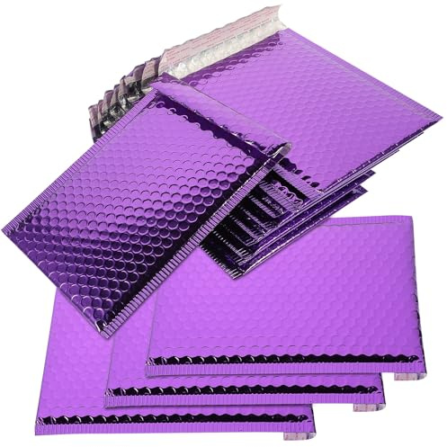 SUPVOX 10pcs Purple Aluminum Foil Padded Bubble Mailers 18x23cm Shockproof Small Shipping Envelopes Portable Package Bags for Mailing and Shipping