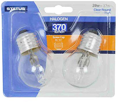 Pack of 10 x Halogen Energy Saving 28W = 37W Edison Screw Cap ES E27 Golf Ball Lamps/Traditional Style Light Bulbs Warm Light Colour 2700k
