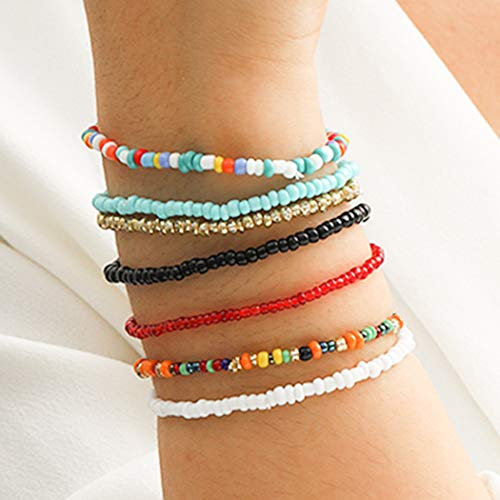Sethain Boho Layered African Beads Armband Bunte Bead Hand Chain Mehrschichtige Perlenketten Schmuck für Frauen und Mädchen