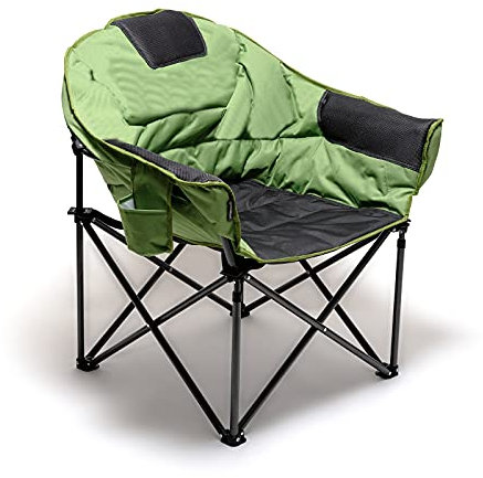 SUNNYFEEL Oversized Folding Camping Chair, XL Club Saucer Chairs, Comfortable Padded with Cushion, Heavy Duty Portable for Outdoor (Green)