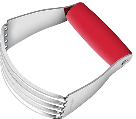 ALLTOP Pastry Blender Cutter, Stainless Steel Dough Masher for Butter, Biscuit, Baking, Kneading, Dough, Flakier and Fluffier Pie Crusts, Almond - Hand Kitchen Tool (1 Pack, Red)