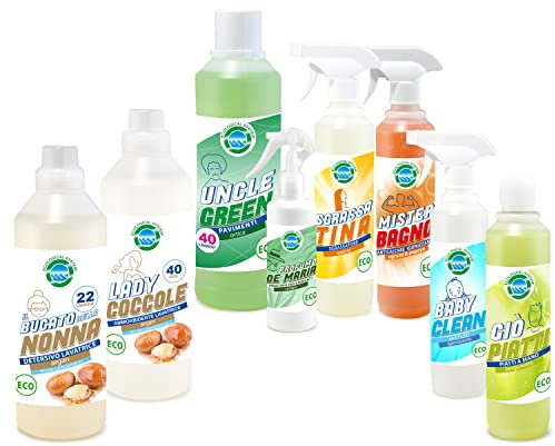 Detersivi pulizia casa set completo - La famiglia del pulito - bucato fragranza argan