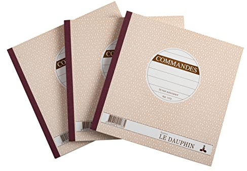 Le Dauphin - Réf. 14271D - Lot de 3 manifolds COMMANDES - papier autocopiant - triplicata (1 original et 2 copies) - 50 feuilles - format 21 x 21 cm - couverture vernie