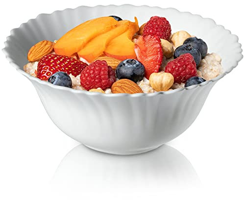 KADAX Ciotola fatta di vetro indurizzato, ciotola, ciotola di frutta, ciotola l'insalata, ciotola da dessert, ciotola di cereali, ciotola di zuppa, ciotola dello snack, lavastoviglie (16 cm, bianco)