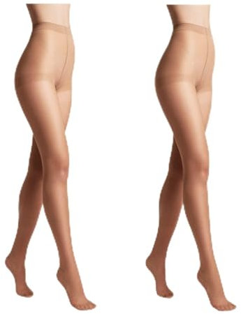 Conte elegant 2er-Pack langlebige Damenstrumpfhose Halbmatt - SOLO 20 DEN - Damen Feinstrumpfhose Strumpfhose mit markiertem Höschenteil - Einfarbig Farbe Beige Größe 3