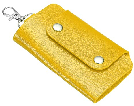 PATIKIL Chiave Custodia Copertura, PU Pelle Portachiavi Portachiavi Chiave Custodia con 6 Portachiavi per Chiave Sospeso, Giallo
