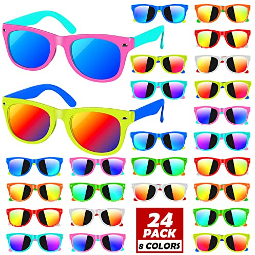 OLIKER Kids Sunglasses Bulk,24 Pack Kids Sunglasses with UV400 Protection,Party Favors for Boys Girls Age 3-8