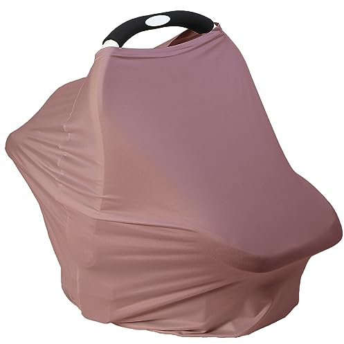 Breathable Car Seat Cover for Babies – Multi-Purpose Soft Rayon Nursing Cover for Breastfeeding, High Stretchy Infant Carseat Canopy, Stroller Cover (Smooth Rayon, Blush)