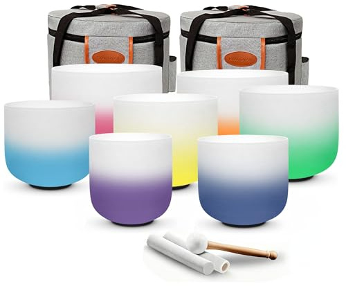 RYAN DVAN 432Hz 7-12 Gradient Color Crystal Singing Bowl Set of 7