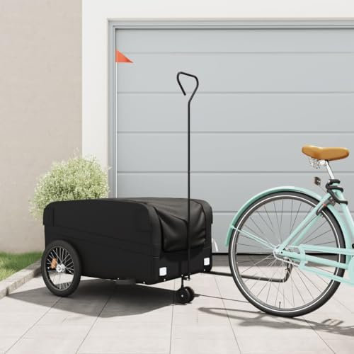 LAPOOH Rimorchio per bici nero 45 kg ferro, rimorchio per bici da carico, rimorchio per bici, trasporto rimorchio per bicicletta (SPU: 94066)