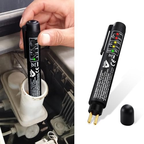 Lecctso Tester per liquido dei freni, strisce reattive per liquido dei freni, analizzatore di umidità dell'olio liquido idraulico con 5 indicatori LED, DOT 3 DOT 4 DOT 5.1, penna tester liquido