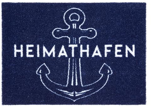 Astra Hochwertige Brush Fußmatte Haustür - Heimathafen Anker 50x70 cm - rutschfeste Schmutzfangmatte wetterfest - außen Fussmatte innen - Waschbare Türmatte