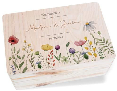 Erinnerungsbox - Für immer ja | Liebesgeschenk | Geldgeschenk Verpackung Hochzeit Geldbox | Schatzkiste Hochzeit | Geschenkbox Liebe | Liebes Geschenk Holzkiste | Aufbewahrungsbox Beziehung - 30 x 20