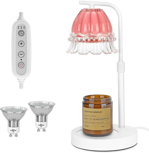 Noctiluxia Lampada Profumata Scalda Candela, con Timer 2/4/8h, Dimmable, Altezza Regolabile, Candle Profumo per Casa Decorazione, con 2 Lampadine (Rosa)