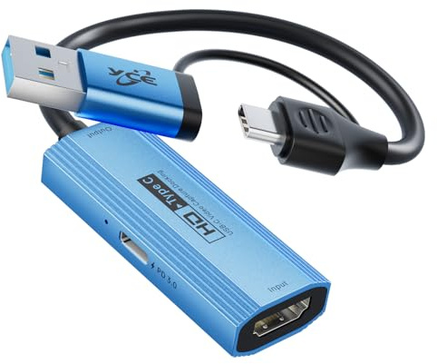 YOUGO LEE Video Capture Card with 100W PD Fast Charging, 4K 60Hz Input to 1080P 60FPS, HDMI to USB C/A, Best for Switch2/1 Steam Deck PS5 iPad & Quest 3, Pro OBS Streaming