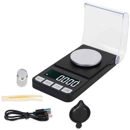 Yindhgdr Báscula digital de 100 g/0,001 g para joyas, báscula de bolsillo, recarga, con peso de calibración de 50 g