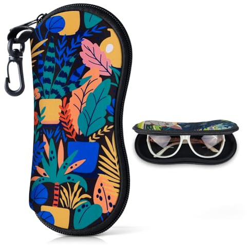 Playexen Etui Lunettes Etuis a Lunette Pochette en Néoprène Porte Lunettes étuis à Lunettes Rangement Lunettes de Soleil avec Mousqueton pour Femmes Hommes Filles Enfant Cadeau Anniversaire(Colorful)