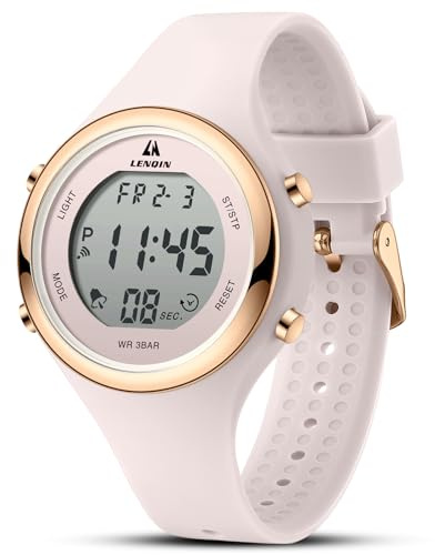 LN LENQIN Ladies Watches Digital Womens Watch with Light/Date/Week/Month | 3ATM Waterproof Digital Sport Chronograph Watches for Women Silicone Strap