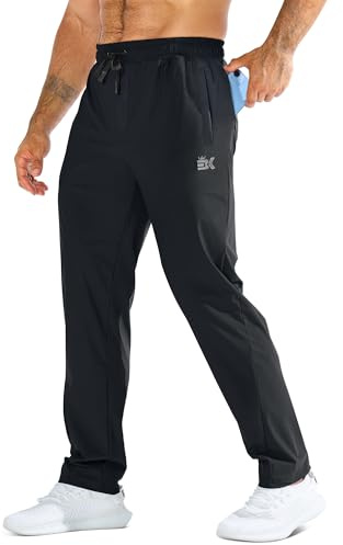 ZENWILL LightArmor Pantalones Deportivos Running Hombre Jogger Gimnasio Cremallera Bolsillo Elasticos Pantalon Chandal Largo(Negro,L)