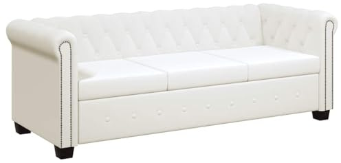 Refined Divano Chesterfield a 3 Posti in Finta Pelle Bianco