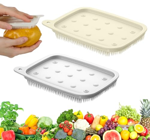 Guduling 2pcs Vegetable Brush Scrubber, Veggie Scrubber Brush, Silicone Potato Brushes Scrubber, Potato Cleaner Brushes for Produce Potatoes, Carrots, Lotus Root, Veggie Fruit Wash Cleaner
