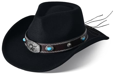 Willheoy Cowboy Hat for Women Western Hat for Men Cowboy Felt Hat Adjustable Outdoor with Shapeable Brim