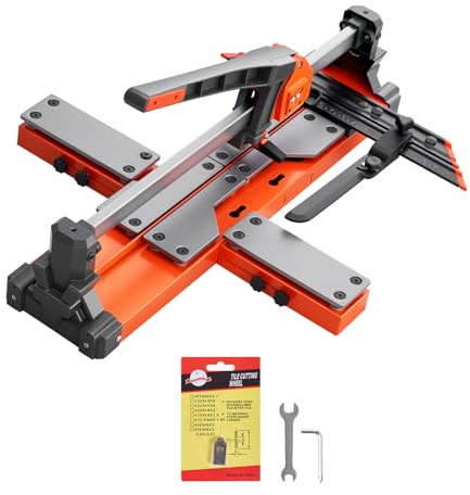 VEVOR Cortadora de Azulejos Manual 600 mm con Base con Resorte y Guía de Alineación, Corte Recto y Diagonal, Ruedas de Corte 8 y 22 mm, Acero al Carbono para Baldosas Cerámica Obras Suelo y Pared