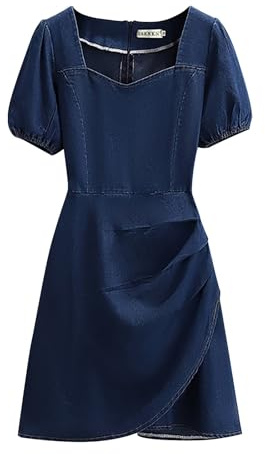 Générique 2026 été Version coréenne de la Robe décontractée à Manches Courtes et à Long Pull en Jean pour Femme, Grande Taille, mm