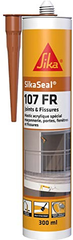 SIKA - Mastic acrylique spécial maçonnerie - portes - fenêtres - SikaSeal 107 joints et fissures - Acajou - Int/Ext - Multisupports - Résistant aux intempéries - 300ml