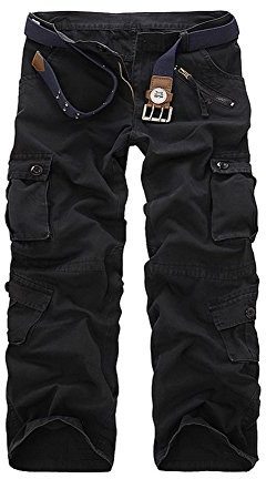 AYG Herren Cargo Hose Camouflage Freizeit Militär Hose Hiking Sport (W32/L32(32 Taille/32 Inseam), Schwarz(Black Nr.22))