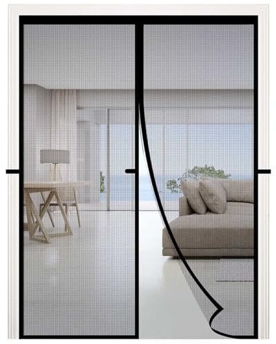 RELIANCER Fiberglass Magnetic Door Screen,Fit Door Size 34x78,Auto Close Screen Door Mesh w/Magnets,Patio Doorway Net Screens,Self-Closing Doors Cover,Anti Mosquito Doorway Curtain,Mesh Partition