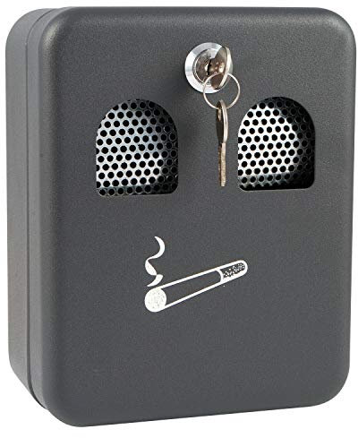 Wall Mounted Lockable Cigarette Ashtray Ash Bin Ashbin for Pub Office Restaurant Outdoor Garden Smoking Butt Tray Can Outside with 2 Keys - Galvanised Removable Inner Lining