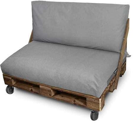 Happers Palettenkissen aus wasserdichtem Naylim für den Außenbereich 120x80 + 120x45 Hellgrau