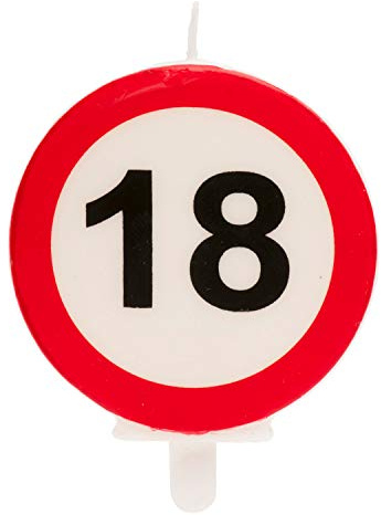 Dekora - Candela di compleanno con Segnale di Divieto per Decorazione di Torte, Numero 18
