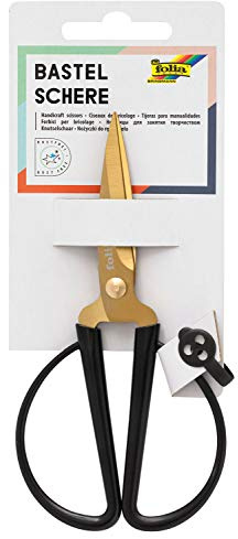 folia 776 - Bastelschere, gold, ca. 14,5 cm lang, zum filigranen Schneiden von Papier, Karton, Stoff, Pflanzen, Wolle, Garn, usw.