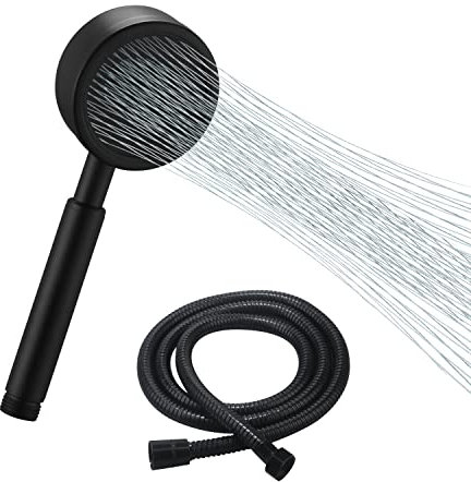 All Metal Handheld Shower Head with Filter SUS304 Stainless Steel Showerhead Set with 59 Inch Hose- High Pressure 2.5 GPM- Matte Black