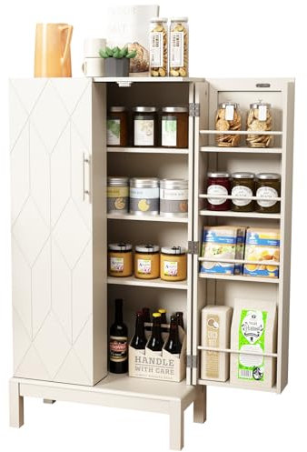 HOLTICO Küchenschrank Badezimmerschrank Mehrzweckschrank Weiß mit verstellbarem Regal,Schrank freistehend für Küche,Badzimmer,Wohnzimmer,Schlafzimmer,Esszimmer,Garage,goldene Beine