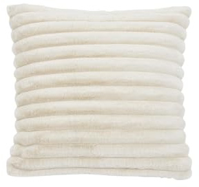 DONE Kissenhülle Kissenbezug Fellimitat Dicke Streifen flauschig weich samtig 50x50cm Flanell Steppoptik Polar