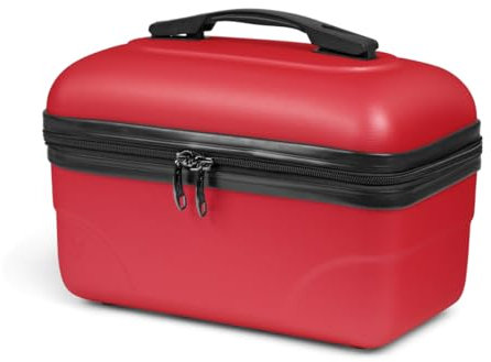 KINSTON Kosmetiktasche Vanity, Hartschale mit Griff, Reiseorganizer, Aufbewahrungsbox - Große Kapazität (Rot/Großes Modell)