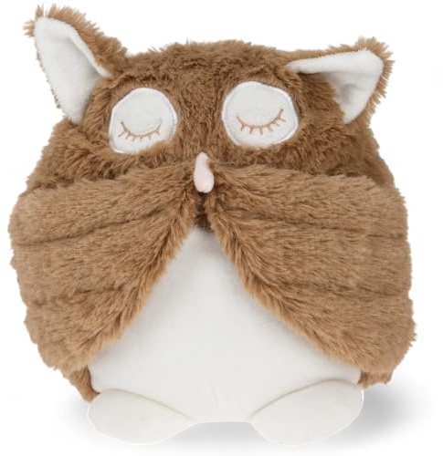 MIJOMA Butoir de porte en tissu peluche - 1 kg - Design amusant qui attire tous les regards pour une décoration élégante (chouette endormie - marron)