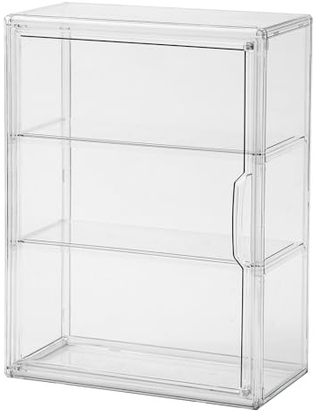 Lot de 2 vitrines Miniatures en Acrylique Transparent pour Objets de Collection, Support Mural ou de Bureau à 3 Niveaux, résistante à la poussière, vitrine pour Jouets, rochers