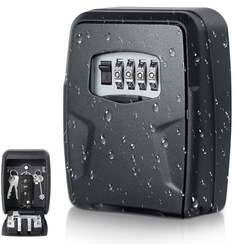 AiQInu Cassetta Sicurezza Chiavi, Cassetta Portachiavi on 4 Cifre Combinazione Codice, Cassaforte per Chiavi Montata a Parete per Casa Garage